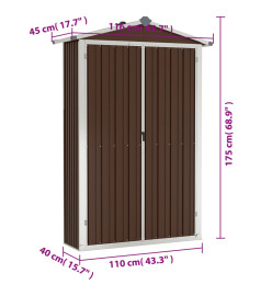 Abri de jardin Marron 116x45x175 cm Acier galvanisé