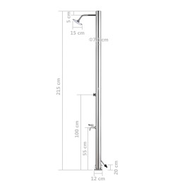 Douche de jardin 215 cm Acier inoxydable