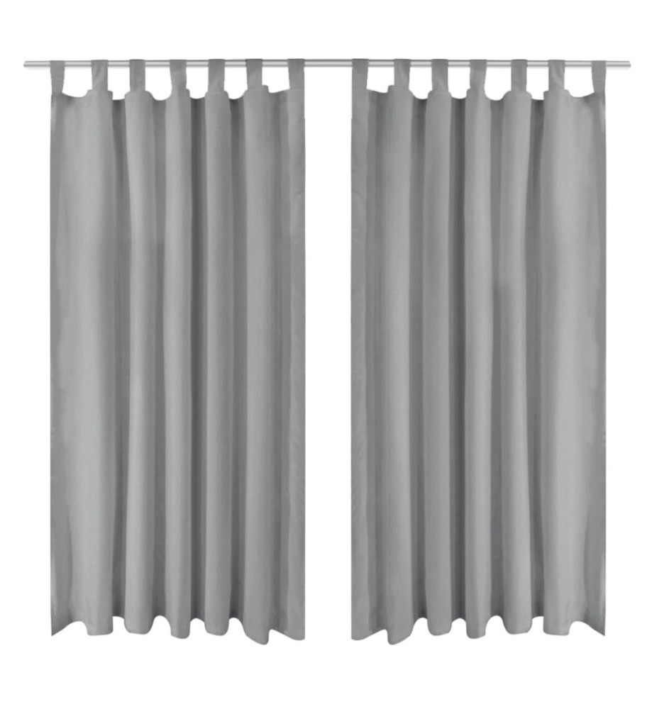 Rideau occultant avec boucles 2 pcs 140 x 175 cm Gris