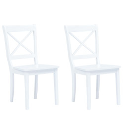 Chaises à manger lot de 2 blanc bois hévéa massif