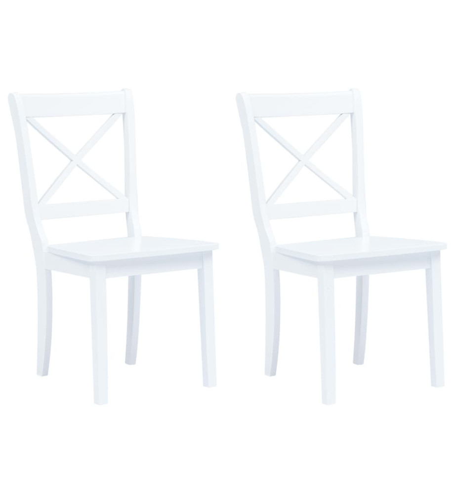 Chaises à manger lot de 2 blanc bois hévéa massif