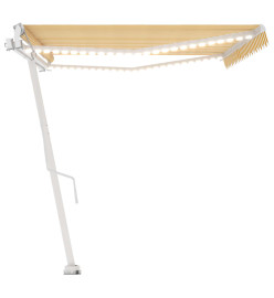 Auvent automatique capteur de vent LED 500x350cm Jaune et blanc