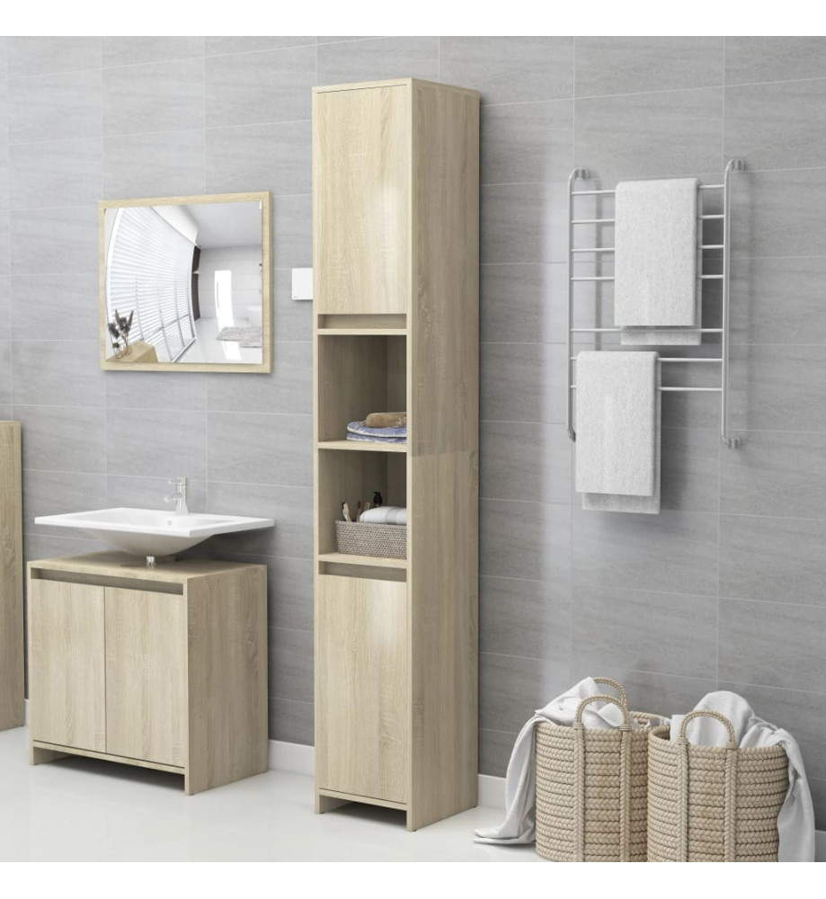 Armoire de salle de bain Chêne sonoma 30x30x183,5 cm Aggloméré