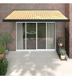 Auvent rétractable jaune et blanc 3x2,5 m tissu et aluminium