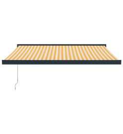 Auvent rétractable jaune et blanc 3x2,5 m tissu et aluminium