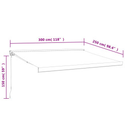 Auvent rétractable jaune et blanc 3x2,5 m tissu et aluminium