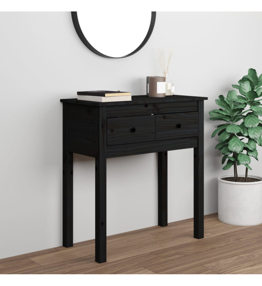 Table console Noir 70x35x75 cm Bois massif de pin