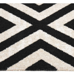 Tapis à tissage plat d'extérieur 115x170 cm Noir et beige