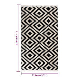 Tapis à tissage plat d'extérieur 115x170 cm Noir et beige