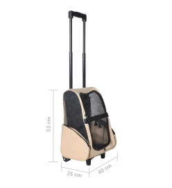 Chariot polyvalent pliable pour animaux de compagnie Beige