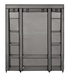 Armoire avec compartiments et tiges Gris 150x45x176 cm Tissu