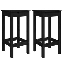 Chaises de bar lot de 2 noir 40x40x78 cm bois de pin solide