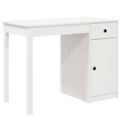 Bureau Blanc 100x50x75 cm Bois massif de pin