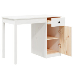 Bureau Blanc 100x50x75 cm Bois massif de pin