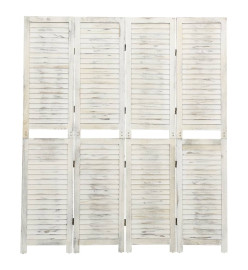 Cloison de séparation 4 panneaux Blanc antique 140x165 cm Bois