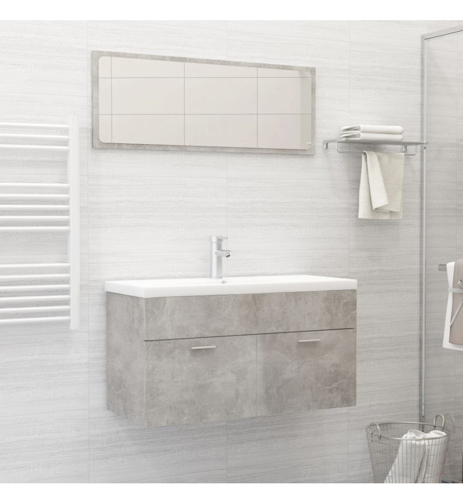 Ensemble de meubles de salle de bain 2 pcs Gris béton Aggloméré