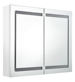 Armoire de salle de bain à miroir LED Blanc brillant 80x12x68cm