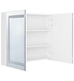 Armoire de salle de bain à miroir LED Blanc brillant 80x12x68cm