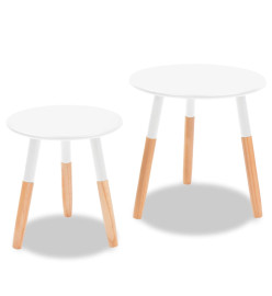 Ensemble de tables d'appoint 2 pcs Bois de pin massif Blanc