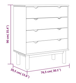 Commode OTTA Marron et blanc 76,5x39,5x90 cm Bois de pin massif