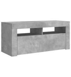 Meuble TV avec lumières LED gris béton 90x35x40 cm