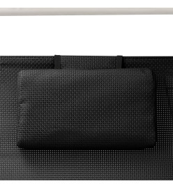 Chaise longue double avec auvent Textilène Noir