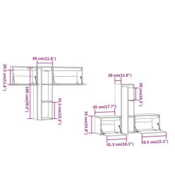 Meubles TV 6 pcs Marron miel Bois massif de pin