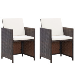 Jeu de chaise et tabouret de jardin 4 pcs Résine tressée Marron