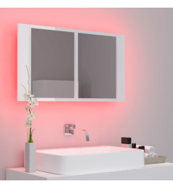 Armoire à miroir de bain à LED Blanc brillant Acrylique