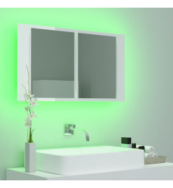 Armoire à miroir de bain à LED Blanc brillant Acrylique