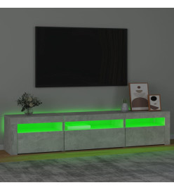 Meuble TV avec lumières LED Gris béton 195x35x40 cm