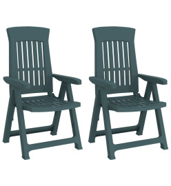 Chaises inclinables de jardin 2 pcs vert PP