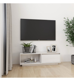 Meuble TV Blanc 110x30x33,5 cm Bois de pin massif