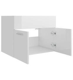 Armoire d'évier Blanc brillant 60x38,5x46 cm Aggloméré