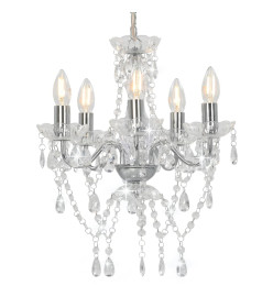 Lustre avec perles de cristal Argenté Rond 5 x E14