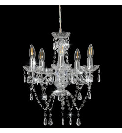 Lustre avec perles de cristal Argenté Rond 5 x E14