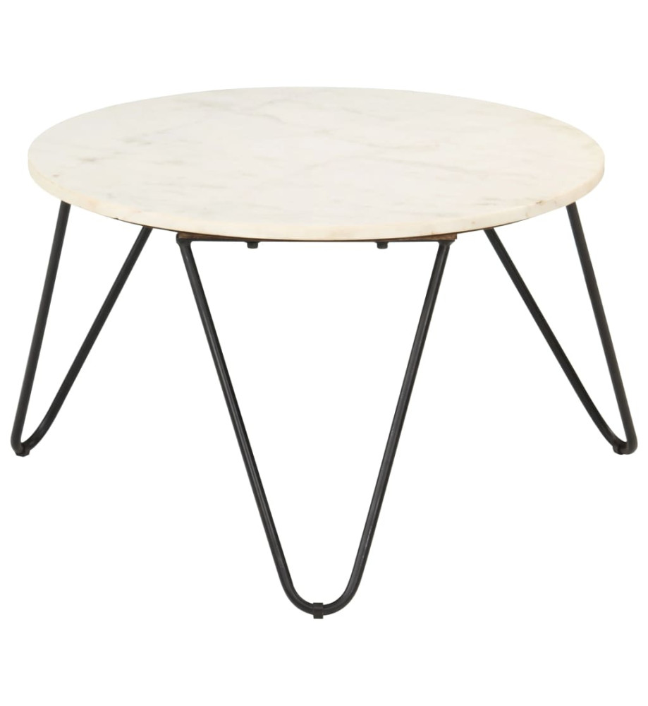 Table basse Blanc 65x65x42 cm Pierre véritable texture marbre