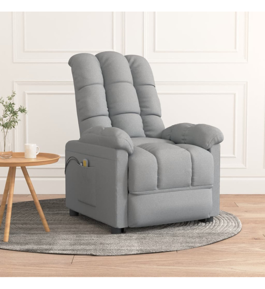 Fauteuil de massage inclinable Gris clair Tissu