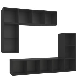 Ensemble de meubles TV 4 pcs Noir Bois d'ingénierie