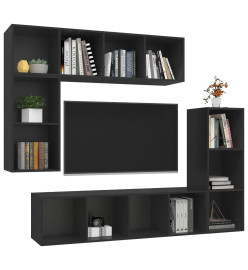 Ensemble de meubles TV 4 pcs Noir Bois d'ingénierie