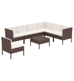 Salon de jardin 8 pcs avec coussins Résine tressée Marron
