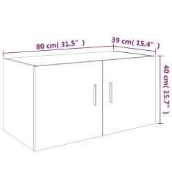 Armoire murale Chêne fumé 80x39x40 cm Bois d'ingénierie