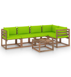 Salon palette de jardin 6 pcs et coussins Bois de pin imprégné