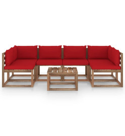 Salon palette de jardin 7 pcs et coussins Bois de pin imprégné