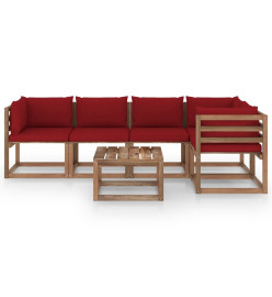 Salon palette de jardin 6 pcs et coussins Bois de pin imprégné