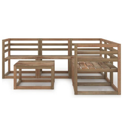 Salon de jardin 6 pcs Marron Bois de pin imprégné