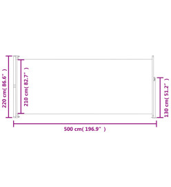 Auvent latéral rétractable de patio 220x500 cm Crème