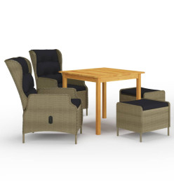 Ensemble de salle à manger de jardin 5 pcs Marron