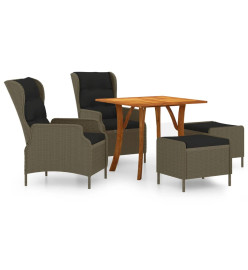 Ensemble de salle à manger de jardin 5 pcs Marron