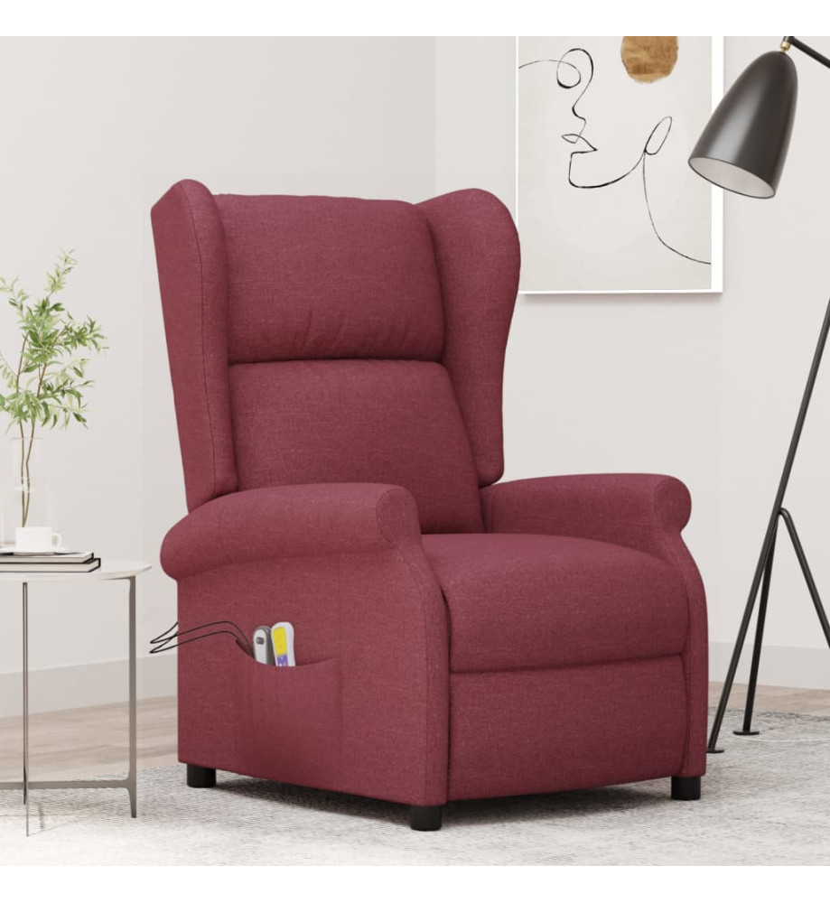 Fauteuil de massage électrique à oreilles rouge bordeaux tissu